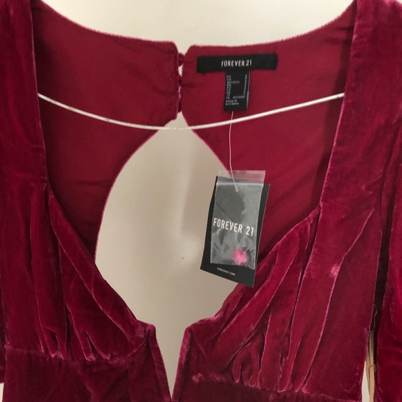 NWT Forever 21 Velvety Peasant Cottagecore Dress - Picture 3 of 4